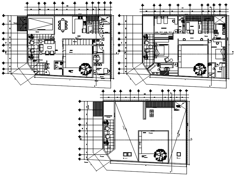 Residential house design 17.43mtr x 13.15mtr with detail dimension in dwg file
