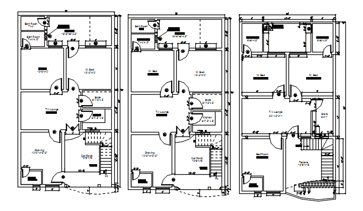 Residential house design with detail dimension in dwg file
