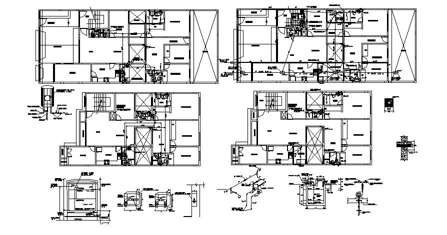 Residential house drawing with construction detail in AutoCAD