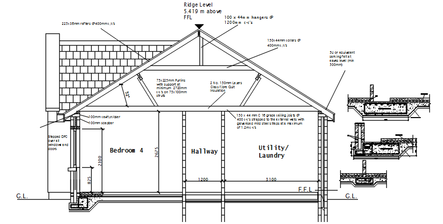 Residential house elevation in autocad