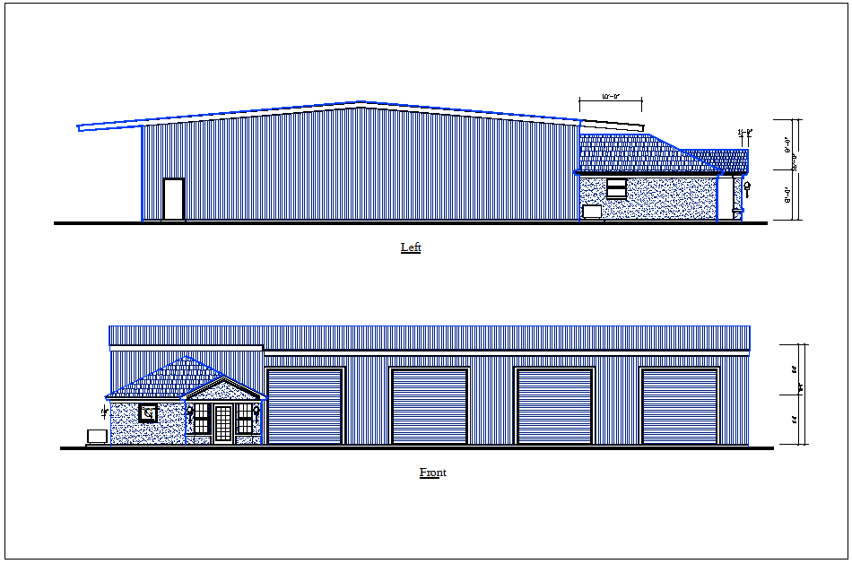 Residential house elevation view detail dwg file