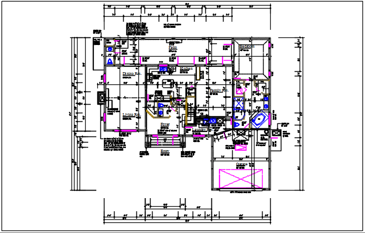 Residential house elevation view detail dwg file