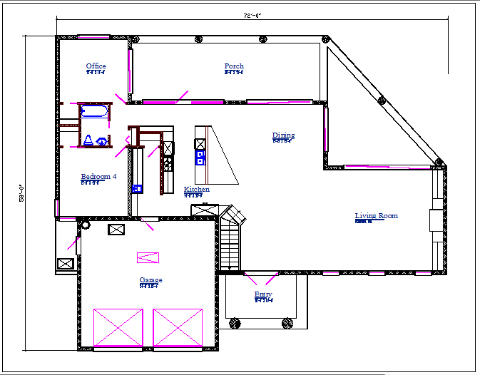 Residential house elevation view detail dwg file