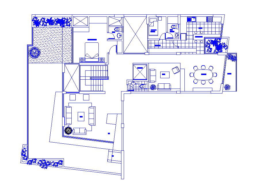 Residential house general distribution plan cad drawing details dwg file