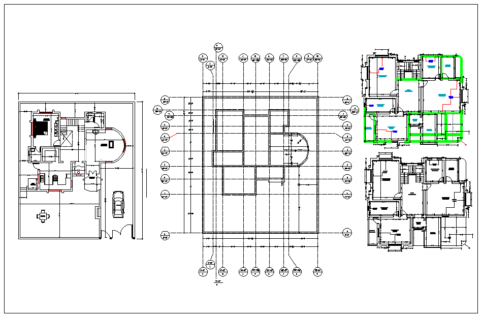 Residential house plan and design plan of layout details view dwg file