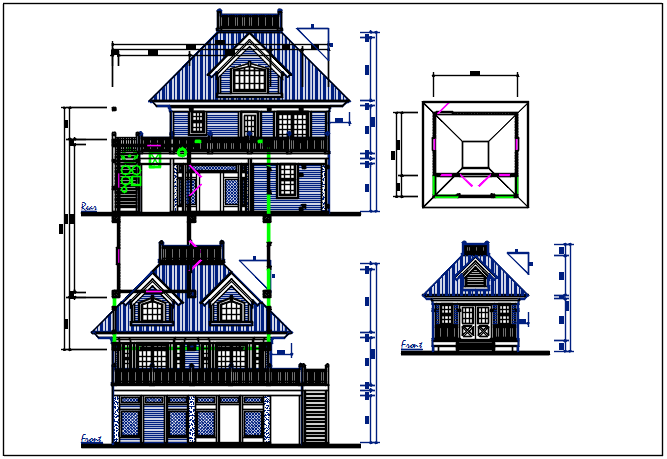 Residential house plan detail with dimension, furnisher in room dwg file