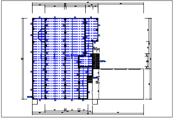 Residential house plan detail, roof projection plan view dwg file