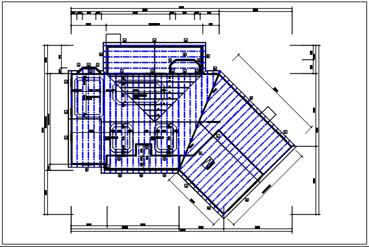 Residential house and roof projection plan view detail dwg file