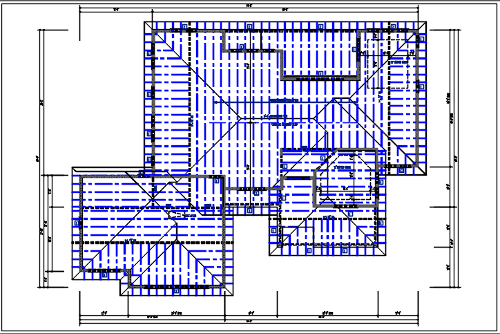 Residential house plan & roof projection view detail dwg file