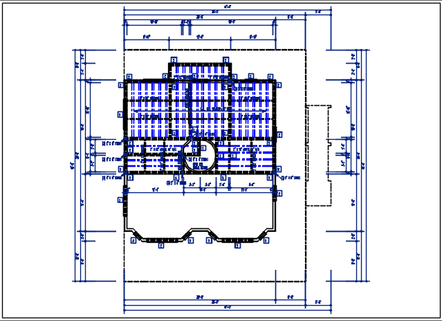Residential house plan detail, roof projection plan view dwg file