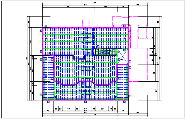 Residential house plan detail, roof projection plan view - dwg file