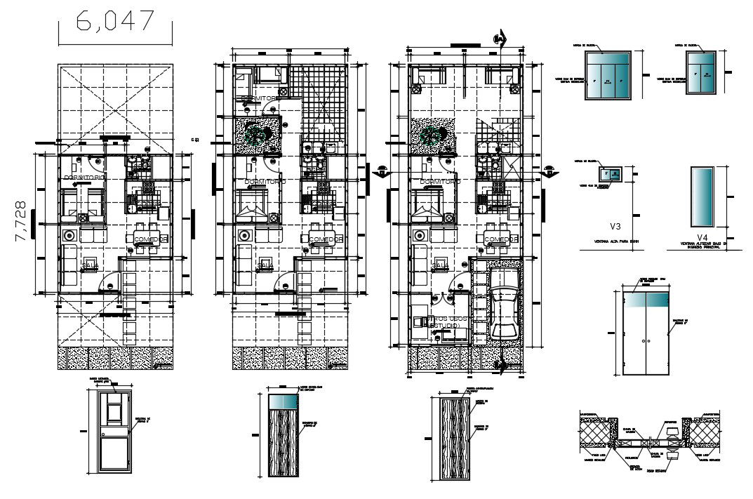 Residential building plans in AutoCAD file