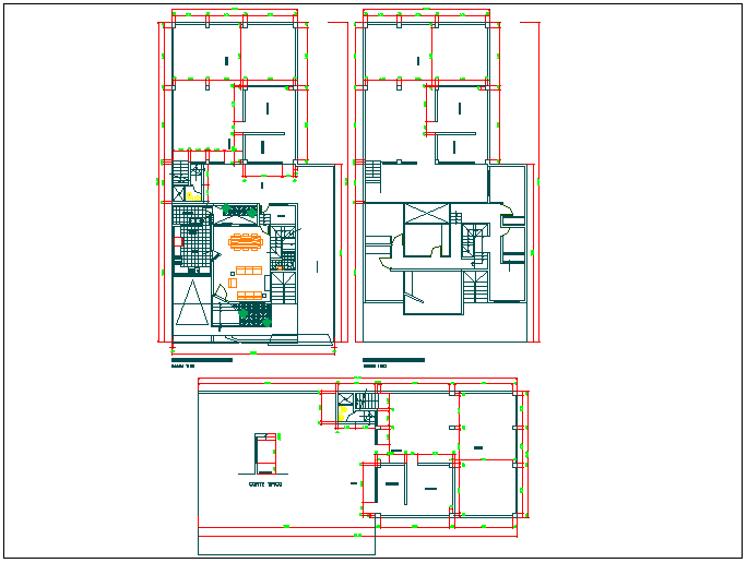 Residential house plan view detail dwg file