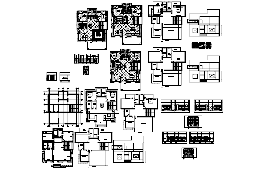 Residential house plan with interior details in AutoCAD