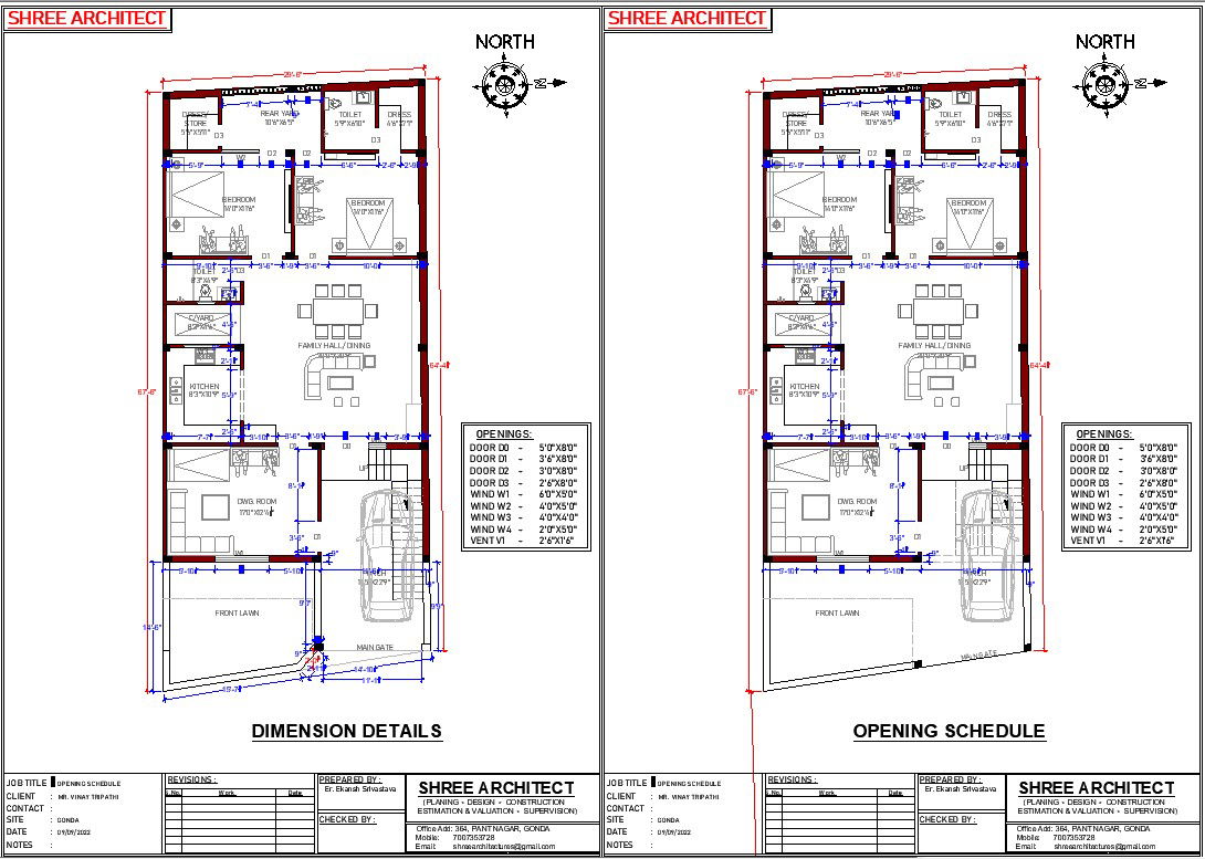 2050 sqft Residential House Plans AutoCAD DWG Drawing