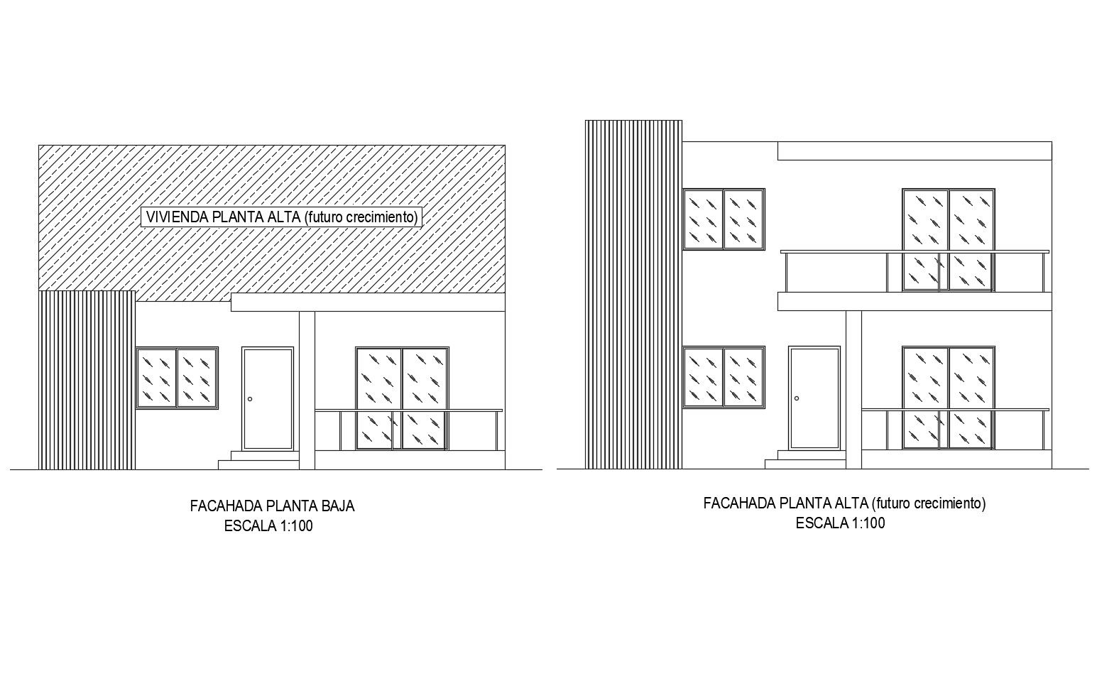 Residential house with elevation in dwg file 