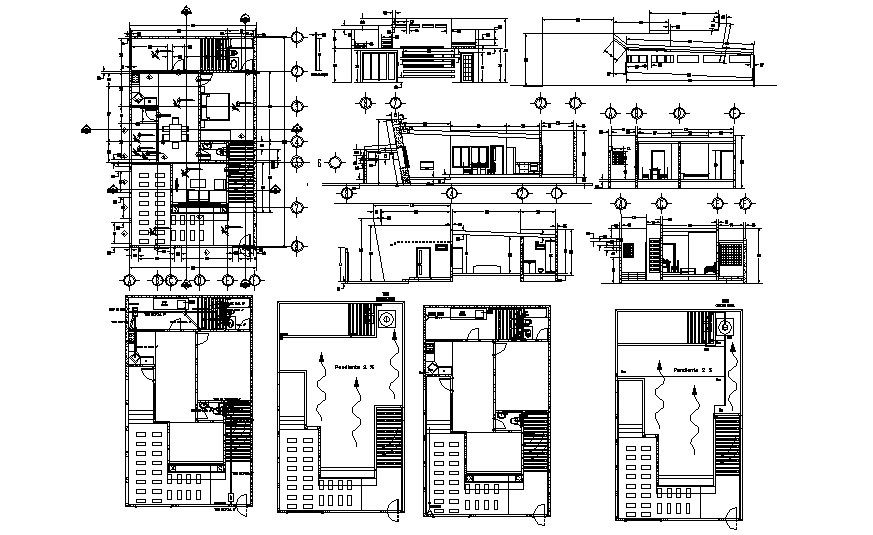 Residential house with elevations in dwg file 