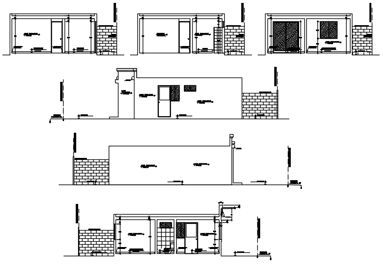 Residential house with section and elevation in dwg file