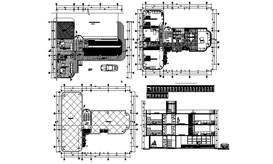 Residential house with sections in dwg file 