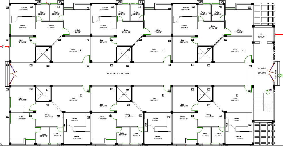 Residential housing building structural layout plan dwg file
