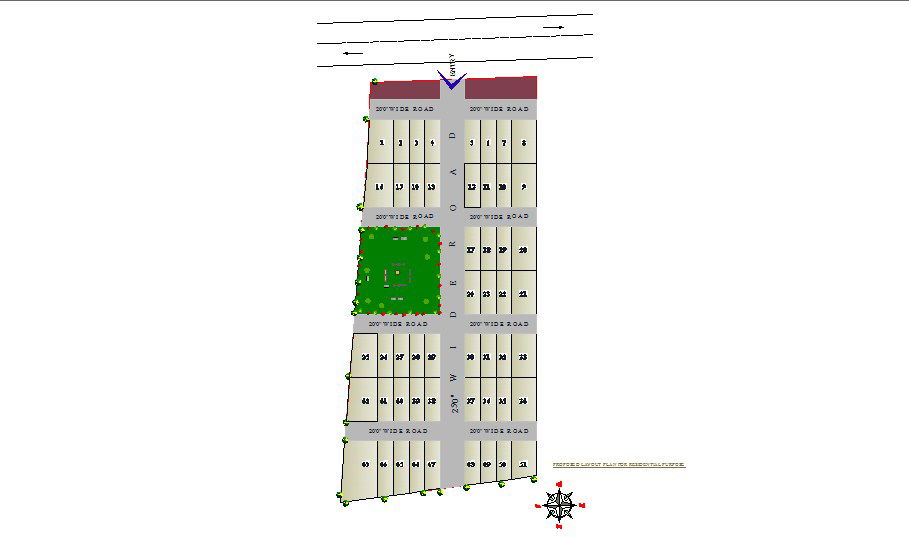 Residential housing colony site plan and plotting details dwg file