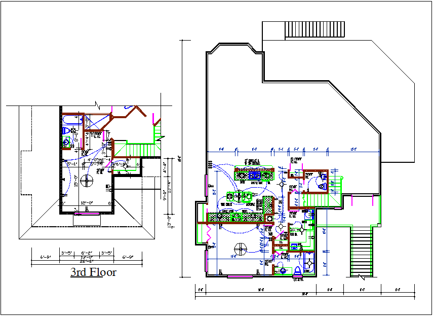 Residential housing plan and electric layout detail view dwg file
