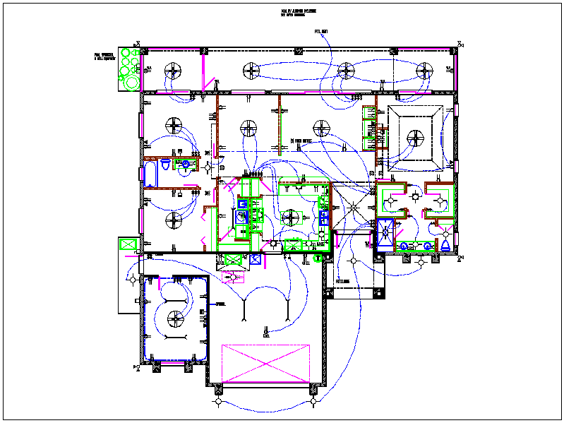 Residential housing plan and electric layout detail view dwg file