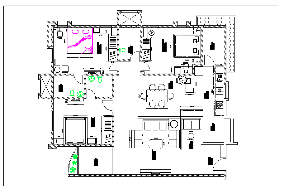 Residential housing plan view detail dwg file