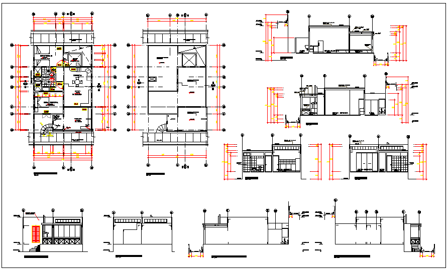 Residential housing plan view detail information dwg file