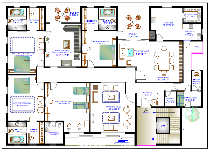 Residential housing plan view dwg file
