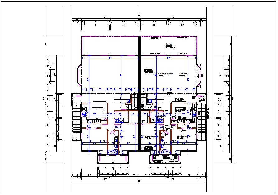 Residential luxurious house plan view detail dwg file,