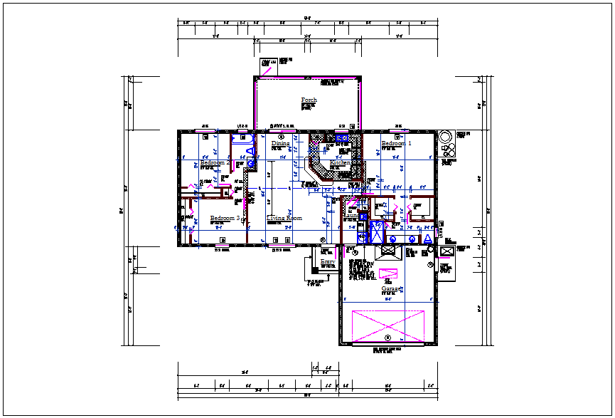 Residential luxurious house plan view detail dwg file