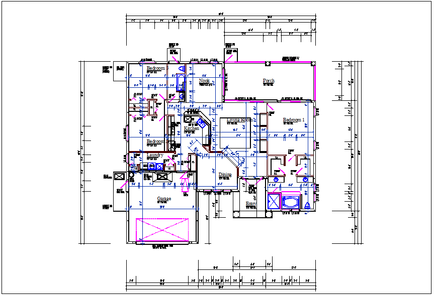 Residential luxurious house plan view detail dwg file