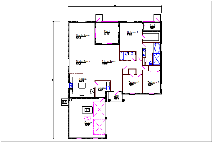 Residential luxurious house plan view detail dwg file