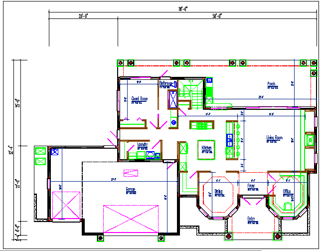 Residential luxurious house plan view detail dwg file