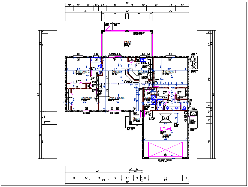 Residential luxurious house plan view detail dwg file