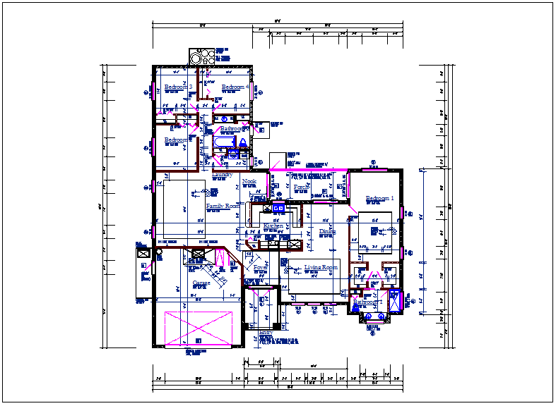 Residential luxurious house plan view detail dwg file