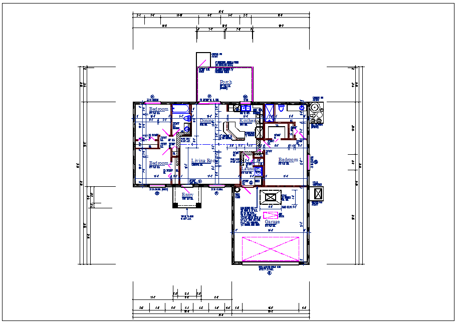Residential luxurious house plan view detail dwg file