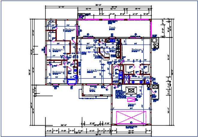 Residential luxurious house plan view detail dwg file