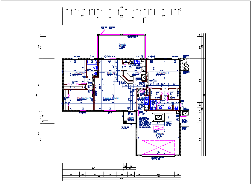 Residential luxurious house plan view detail dwg file