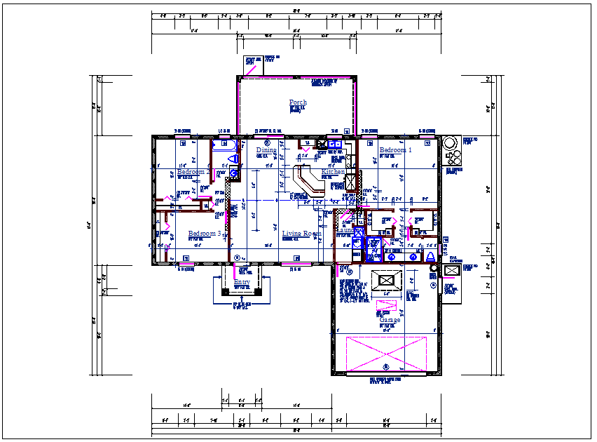 Residential luxurious house plan view detail dwg file