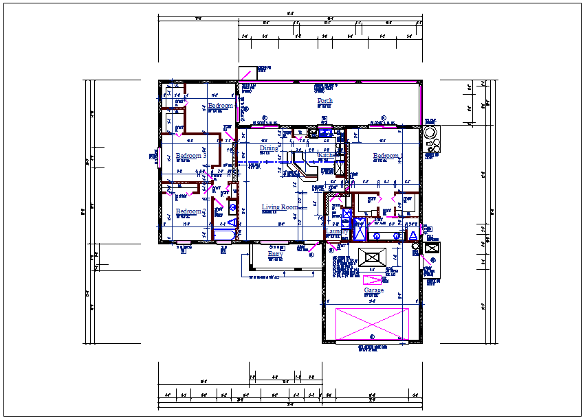 Residential luxurious house plan view detail dwg file