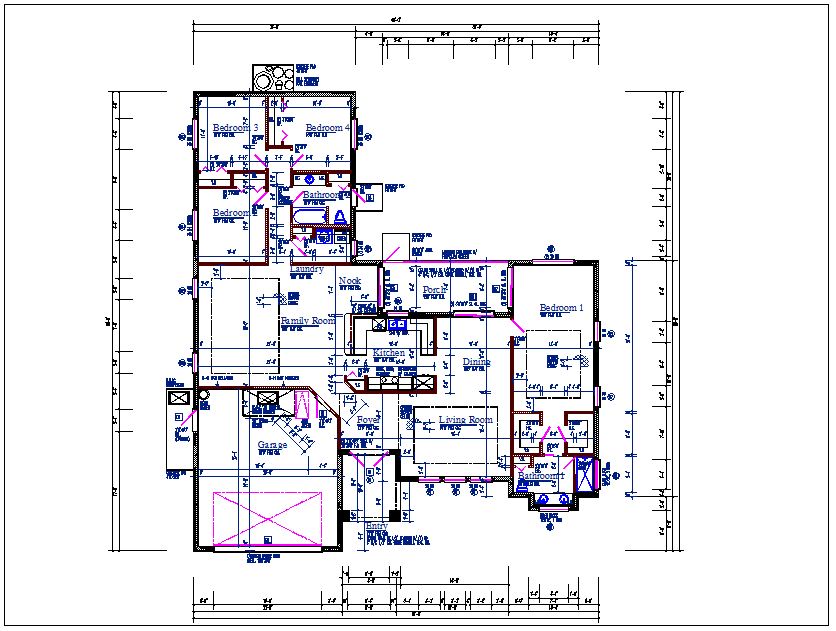 Residential luxurious house plan view detail dwg file