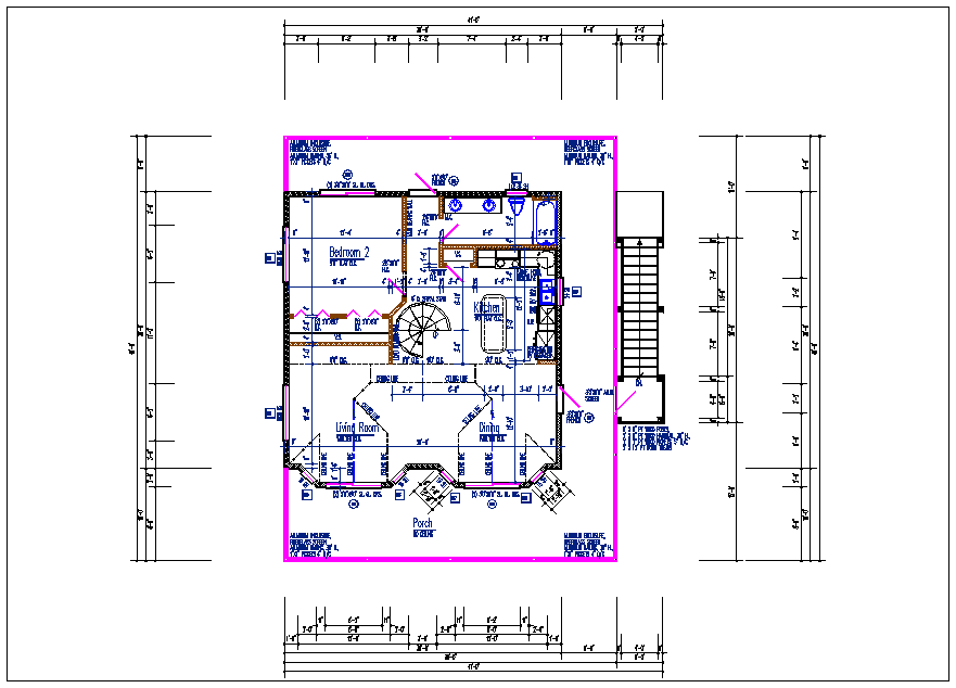Residential luxurious house plan view detail dwg file