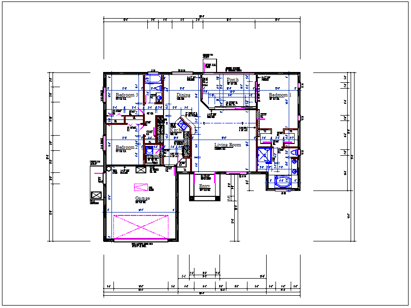 Residential luxurious house plan view detail dwg file