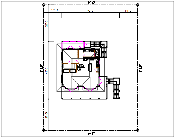 Residential luxurious house plan view detail dwg file