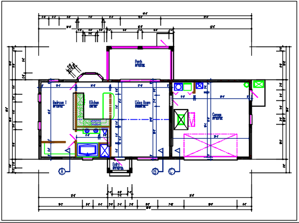 Residential plan detail of the dwg file