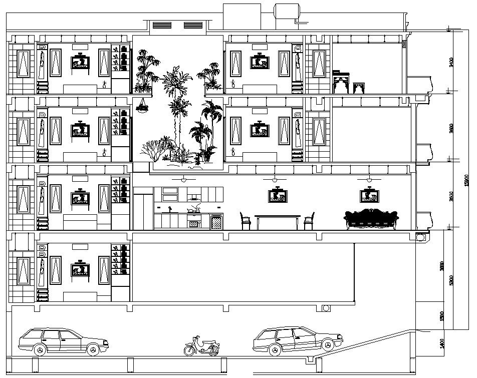 Residential Apartment Building Section Drawing DWG File