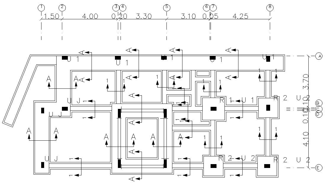 Residential Building Column Foundation Design DWG File