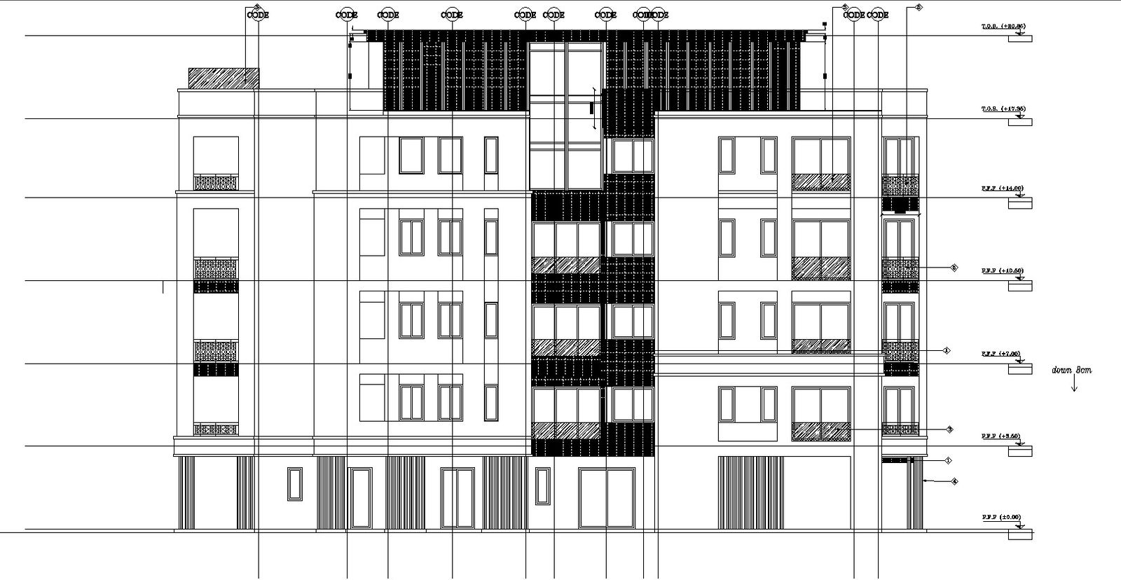 Residential Building Elevation CAD Drawing in AutoCAD DWG File